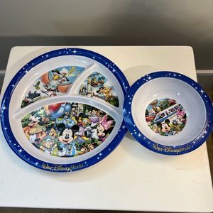 Walt Disney World 10” Divided Plate and Bowl Set
